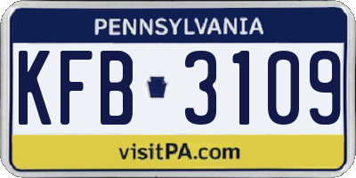 PA license plate KFB3109