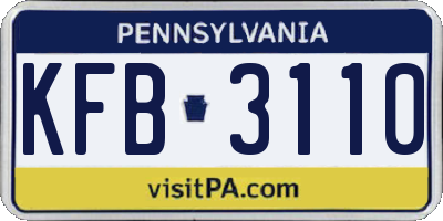 PA license plate KFB3110