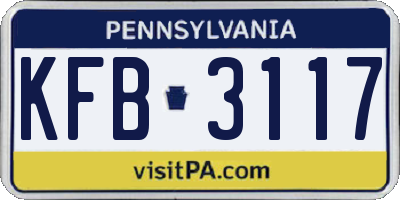 PA license plate KFB3117
