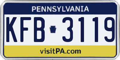 PA license plate KFB3119