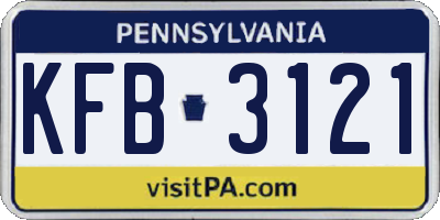 PA license plate KFB3121