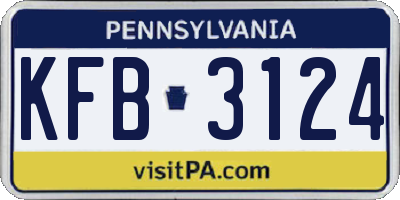 PA license plate KFB3124