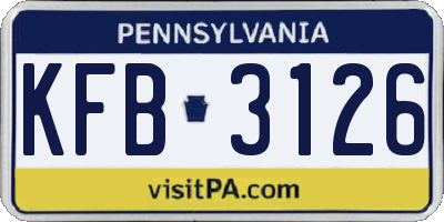 PA license plate KFB3126