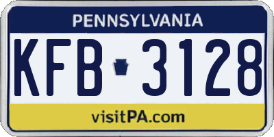 PA license plate KFB3128