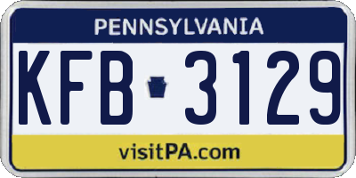 PA license plate KFB3129
