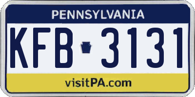 PA license plate KFB3131