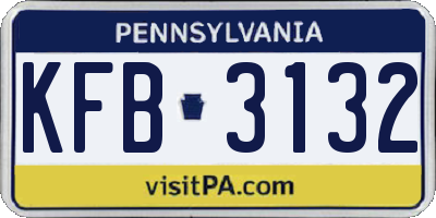 PA license plate KFB3132