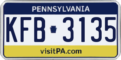 PA license plate KFB3135