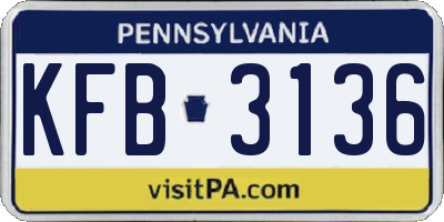 PA license plate KFB3136