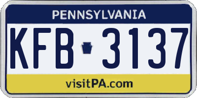 PA license plate KFB3137