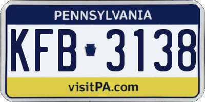 PA license plate KFB3138