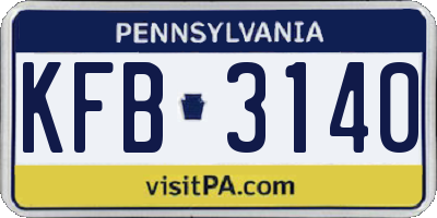 PA license plate KFB3140