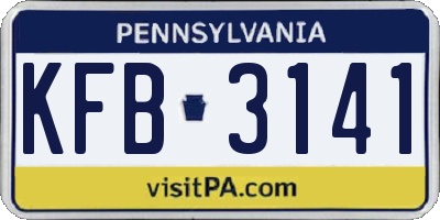 PA license plate KFB3141