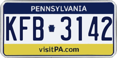 PA license plate KFB3142