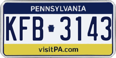 PA license plate KFB3143