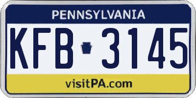 PA license plate KFB3145