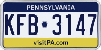 PA license plate KFB3147