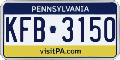 PA license plate KFB3150