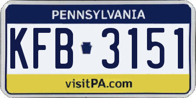 PA license plate KFB3151