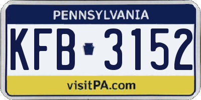 PA license plate KFB3152