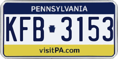 PA license plate KFB3153