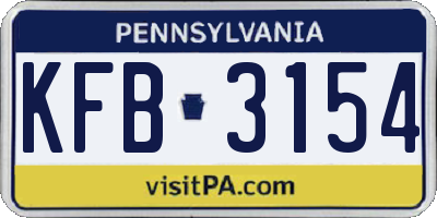 PA license plate KFB3154