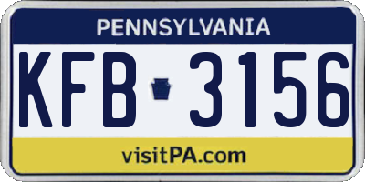 PA license plate KFB3156
