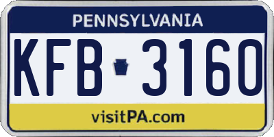 PA license plate KFB3160
