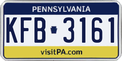 PA license plate KFB3161