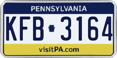 PA license plate KFB3164