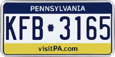 PA license plate KFB3165