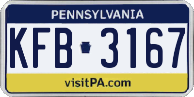 PA license plate KFB3167
