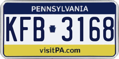 PA license plate KFB3168