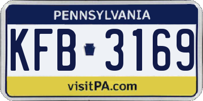 PA license plate KFB3169