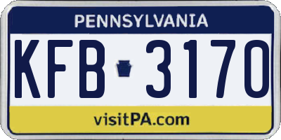 PA license plate KFB3170