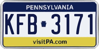 PA license plate KFB3171