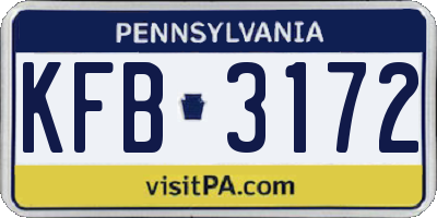 PA license plate KFB3172