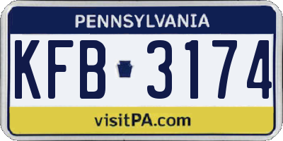 PA license plate KFB3174