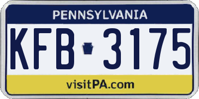 PA license plate KFB3175