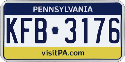 PA license plate KFB3176
