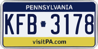 PA license plate KFB3178