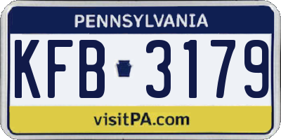 PA license plate KFB3179
