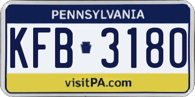 PA license plate KFB3180