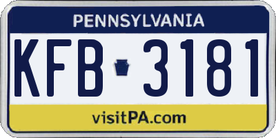 PA license plate KFB3181