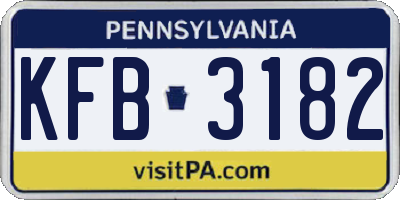 PA license plate KFB3182