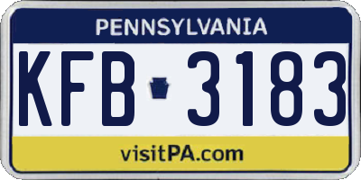 PA license plate KFB3183