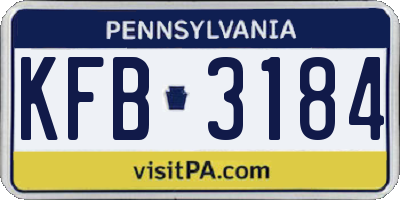 PA license plate KFB3184