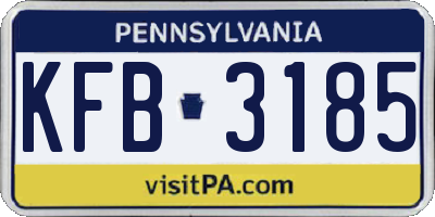PA license plate KFB3185
