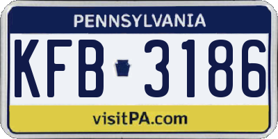 PA license plate KFB3186