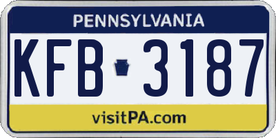 PA license plate KFB3187